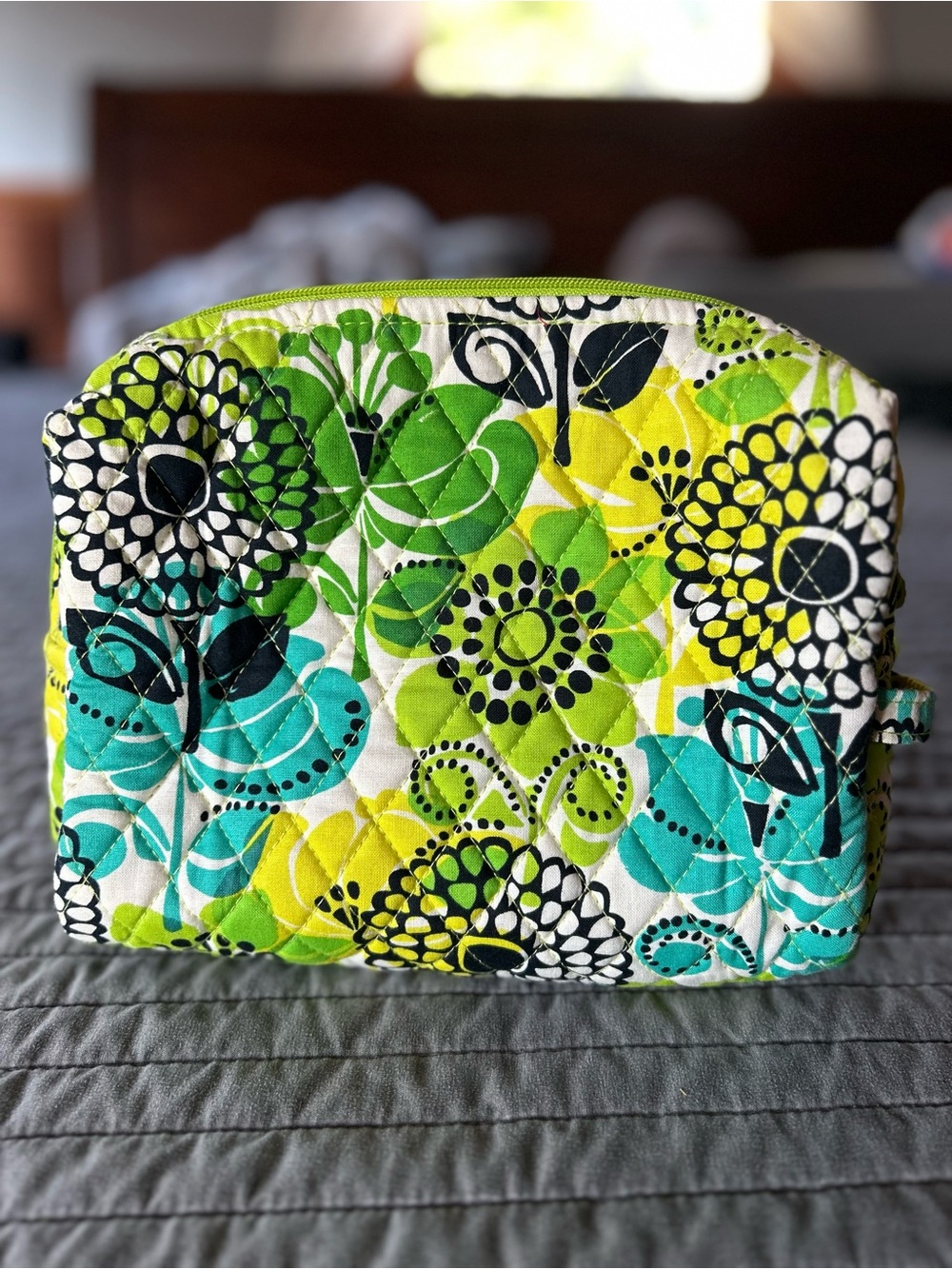 Vera Bradley Limes Up Floral Quilted Cosmetic Case